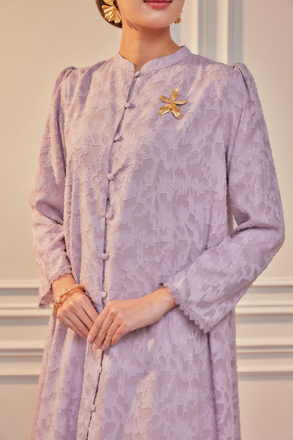 Regal Orchid - Dewita Jacquard Lace Kebarung with Front Buttons Set (Fully Lined)