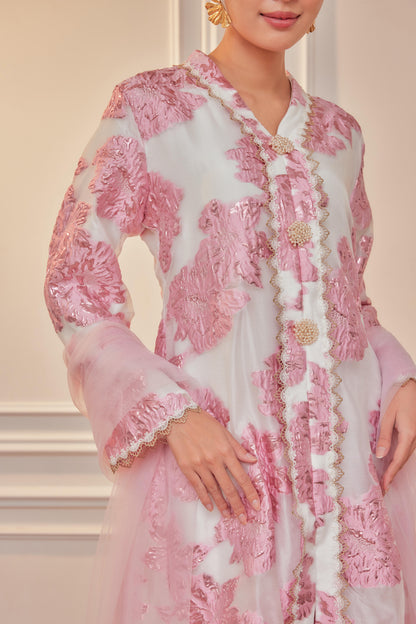 Rose Pink - Raia Kebaya Organza Lace Set (Full Lining)