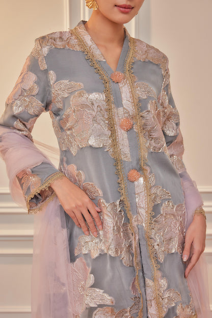 Rosette Gray - Raia Kebaya Organza Lace Set (Full Lining)