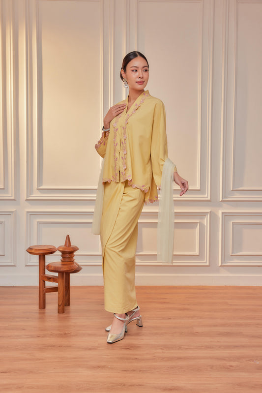 Mentega - Indah Melur Sulam Kebaya Cotton Set