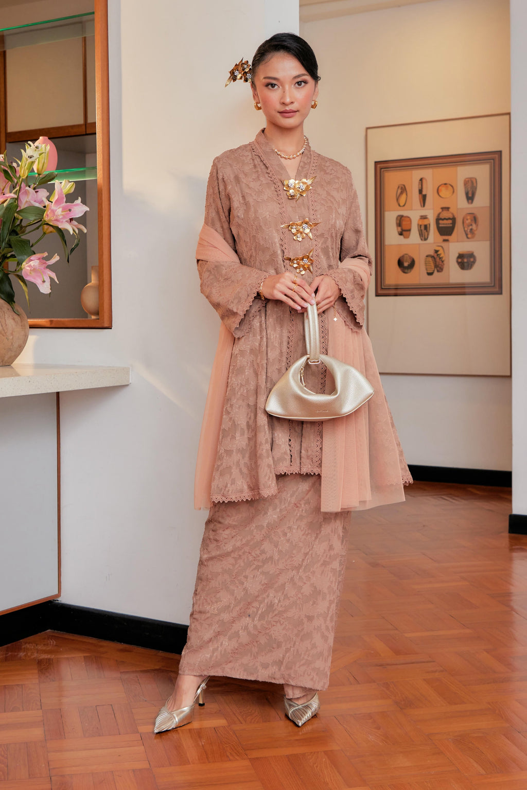 Jacquard Lace Kebaya Riau Set (Full Lining)