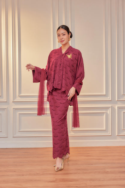 Magenta Rose - Indah Ratu Embroidery Kebaya (Fully Lined)