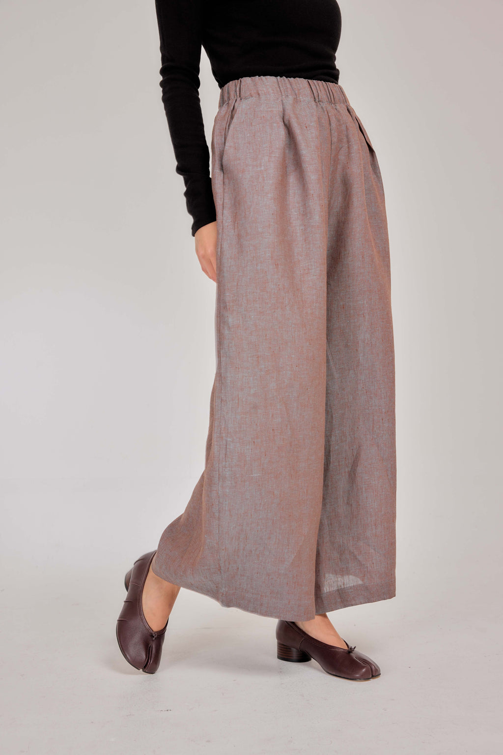 07 - Relaxed Barrel Mélange Pure Linen Pants in Glacier Haze