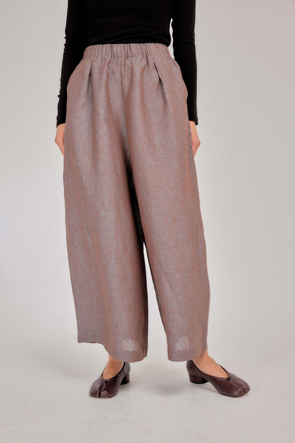 07 - Relaxed Barrel Mélange Pure Linen Pants in Glacier Haze