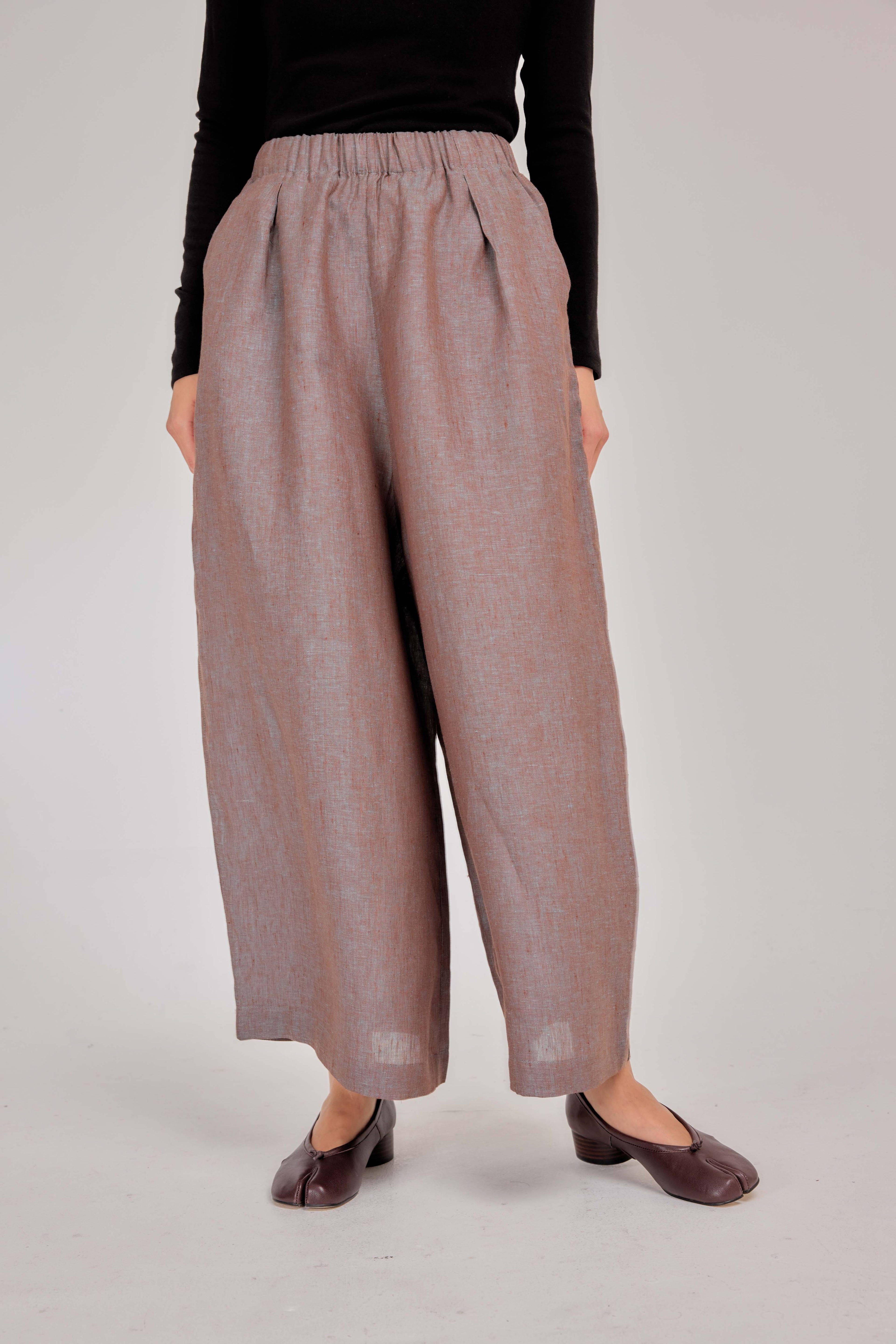07 - Relaxed Barrel Mélange Pure Linen Pants in Glacier Haze