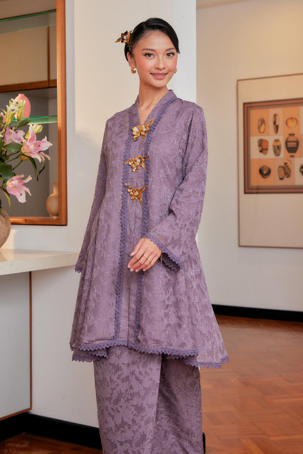 Jacquard Lace Kebaya Riau Set (Full Lining)