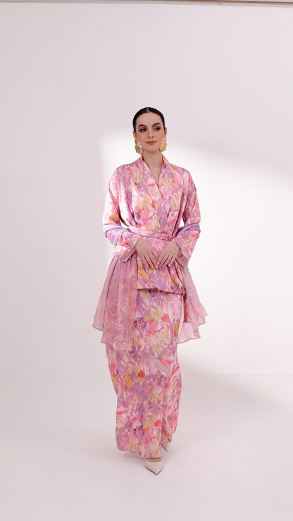 Lily Valley Wrap Top Kurung Set With Scarf